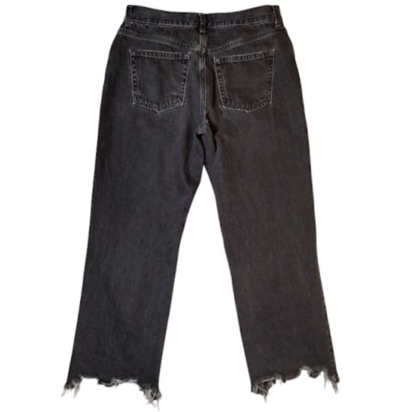 WE THE FREE Black Distressed Cropped Jean Straight Mid Rise Boho Grunge Soft 28 - Picture 4 of 15